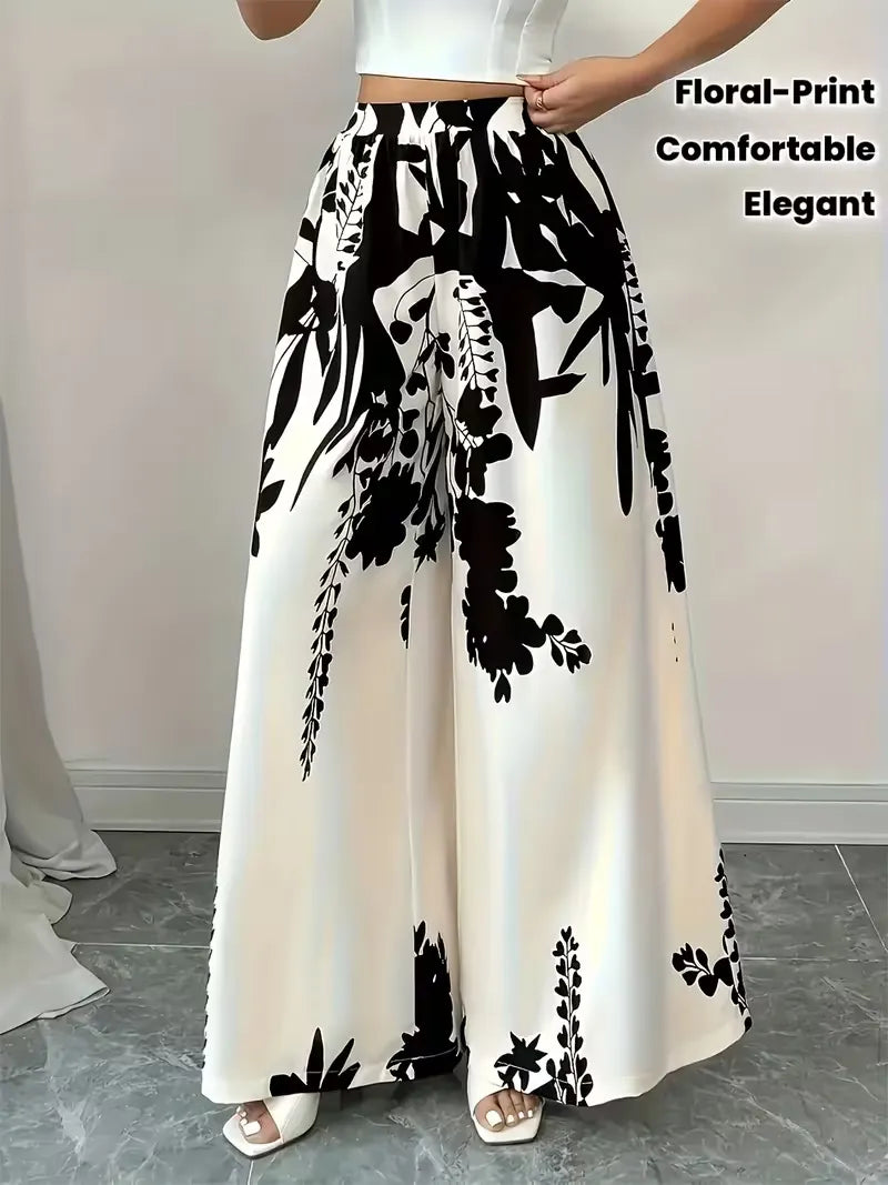 Printed Flare Work Pants