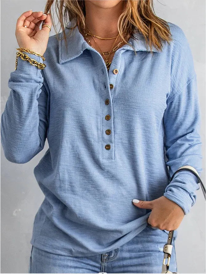 Waffle Knit Henley Top