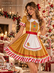 Gingerbread Man Christmas Cute Short Sleeve Dress