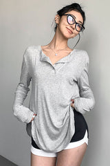 Casual Long Sleeve Lapel Top Tee