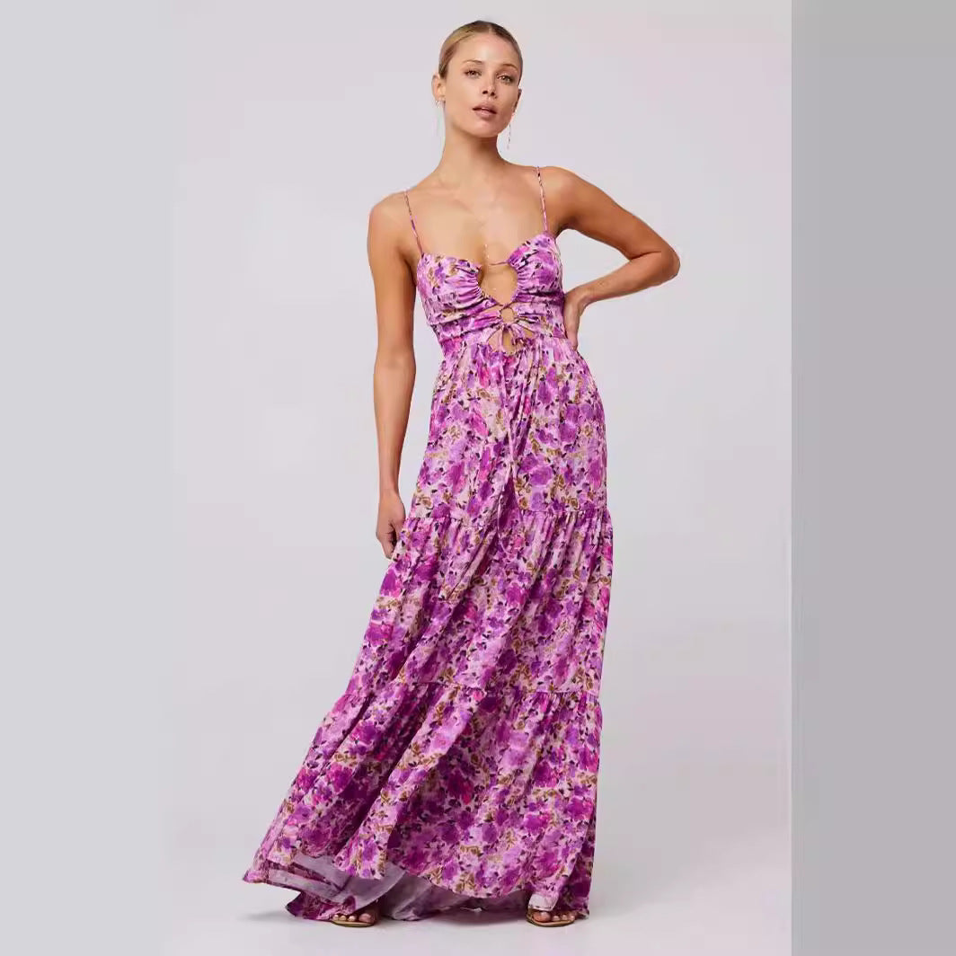 Floral Print Spaghetti Strap Maxi Dress
