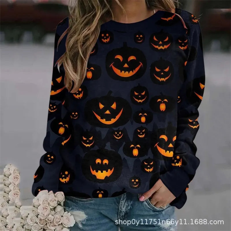 Halloween Tie‑Dye Letter Print Crew Neck Sweatshirt