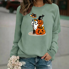Halloween Ghost Pumpkin Bat Graphic Sweatshirt