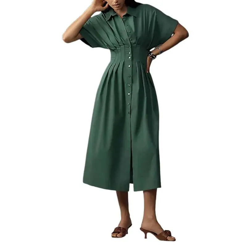 Button Front Shirt Midi Dress