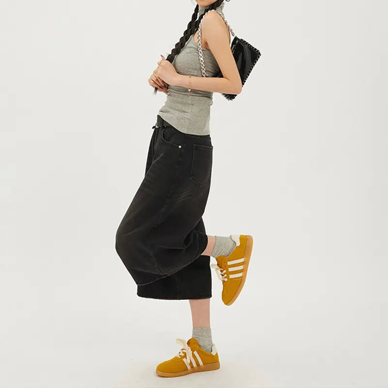 Solid White High Waist Cropped Wide Leg Jeans