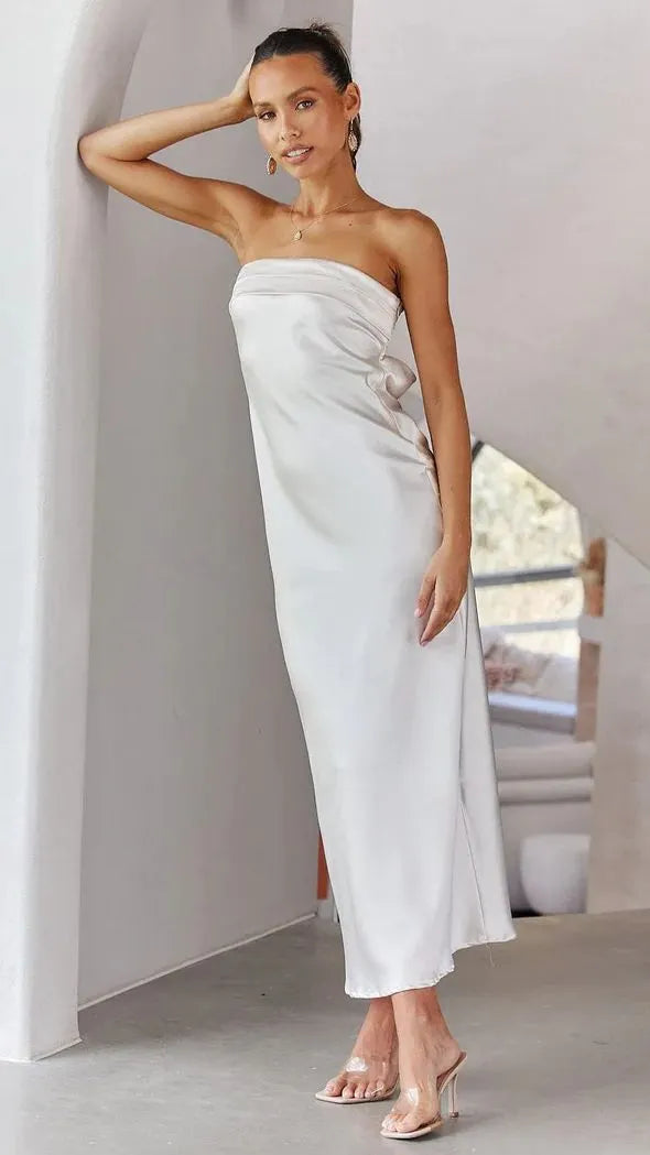 Green Floral Strapless Bodycon Maxi Dress