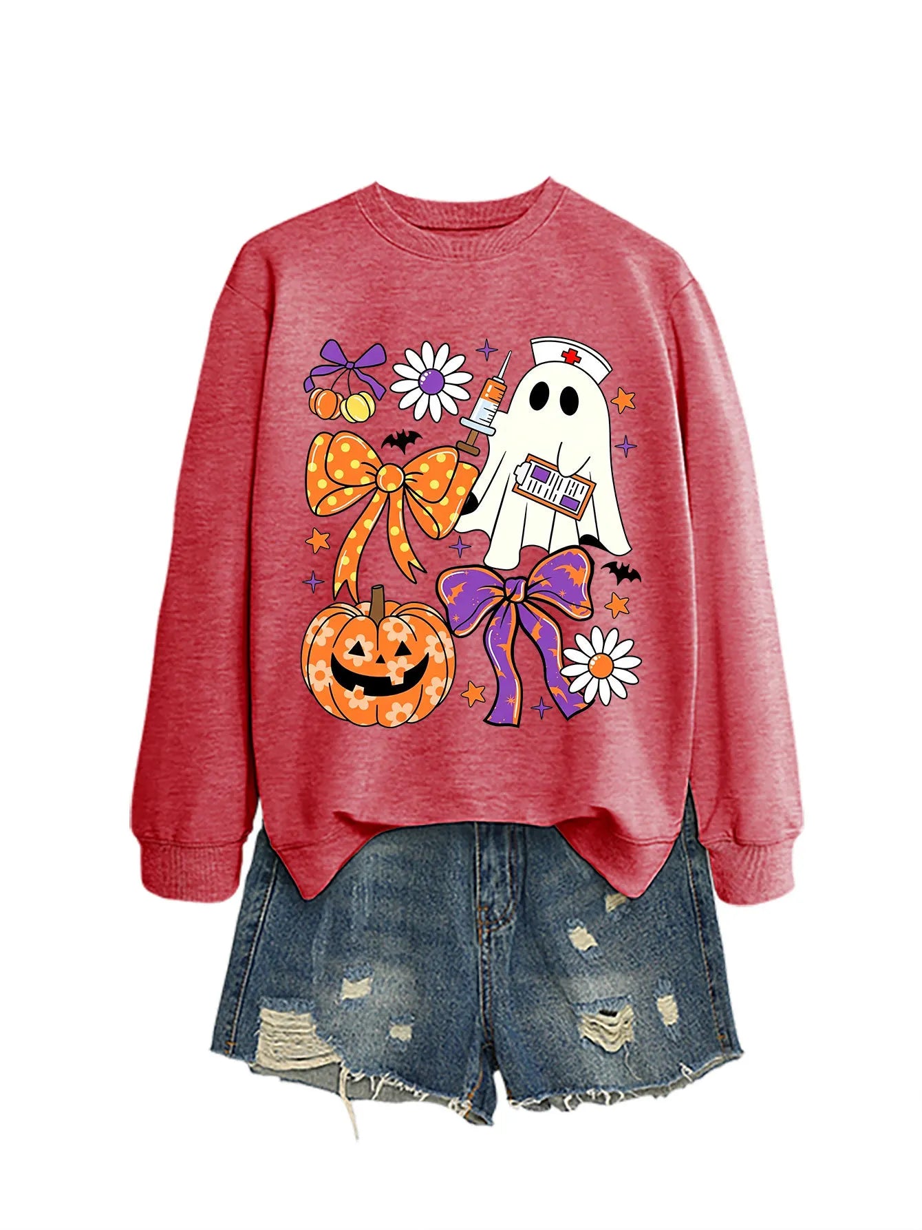 Nurse Ghost Halloween Crewneck Sweatshirt