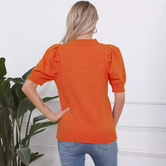 Halloween Pumpkin Face Crew Neck Short‑Sleeve Sweater