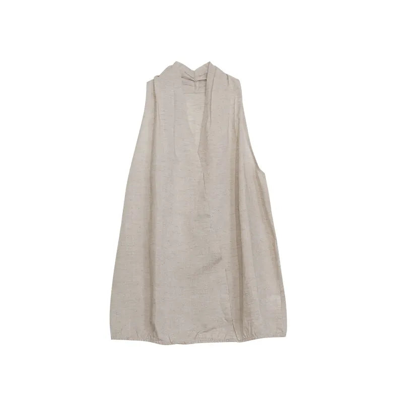 Solid Sleeveless V-Neck Loose Casual Top