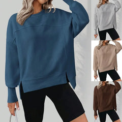 Oversized Side Slit Crewneck Sweatshirt