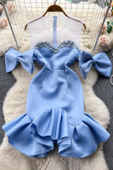 Bow Gauze Lace Mini Dress