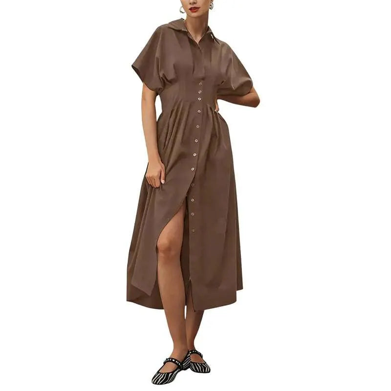 Button Front Shirt Midi Dress