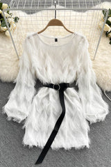 Tassel Long Sleeve Mini Dress