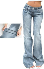 Y2K Vintage Low Rise Washed Blue Flare Denim Jeans