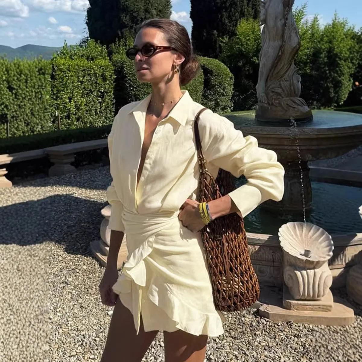 Tie-Waist Button-Down Shirt Dress