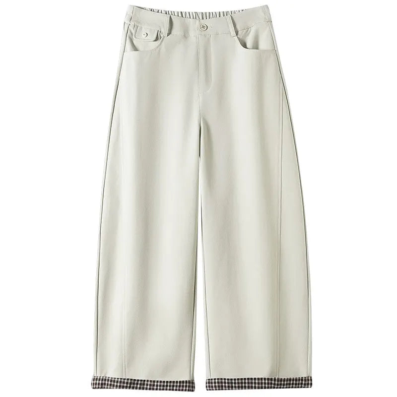 High Waist Contrast Trim Wide Leg Pants