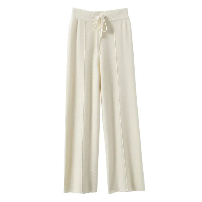 High‑Waist Knit Wide Leg Pants