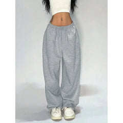 Elastic Waist Solid Straight Wide Leg Casual Sweatpants