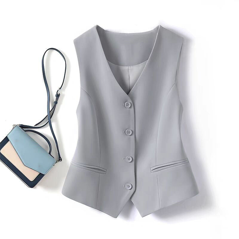V Neck Button Down Tailored Waistcoat Casual Formal Blazer Vest