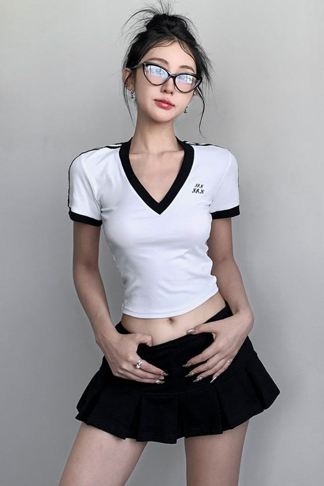 V-Neck Short Sleeve Top Tee