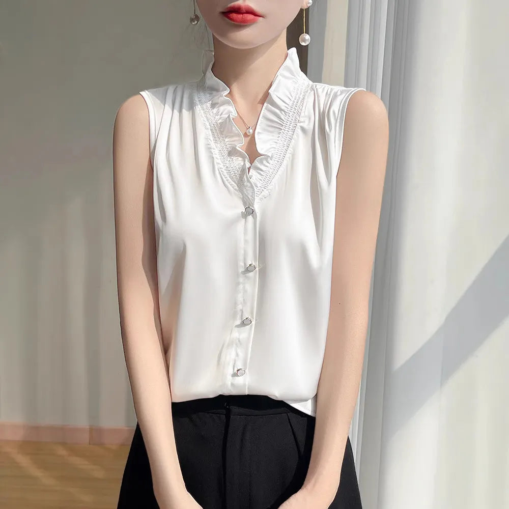 Sleeveless Satin Blouse