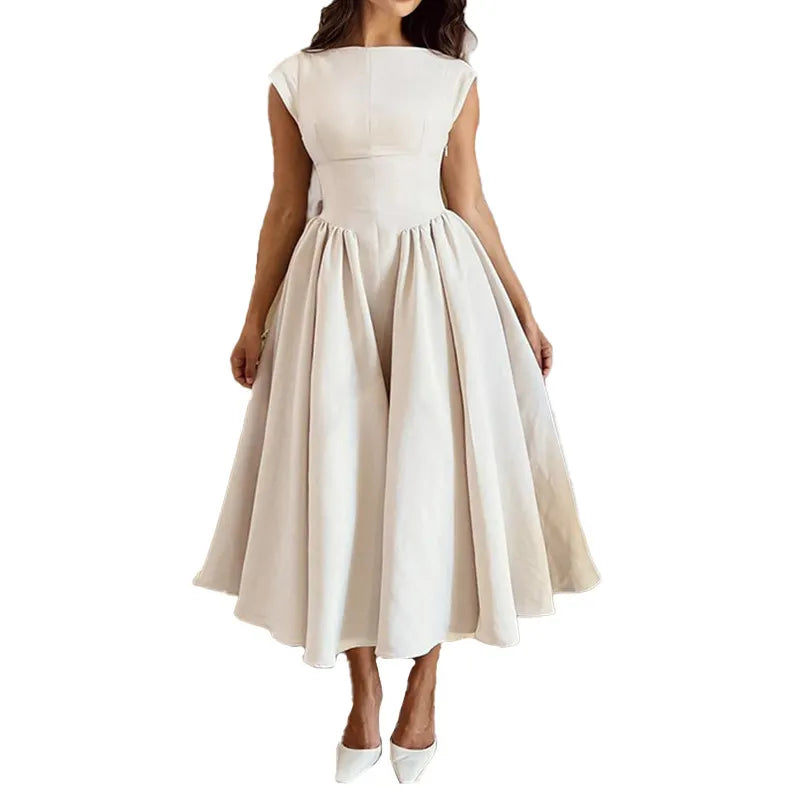 Cap Sleeve Fit-and-Flare Midi Dress