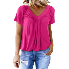 V Neck Ruched Puff Sleeve Top