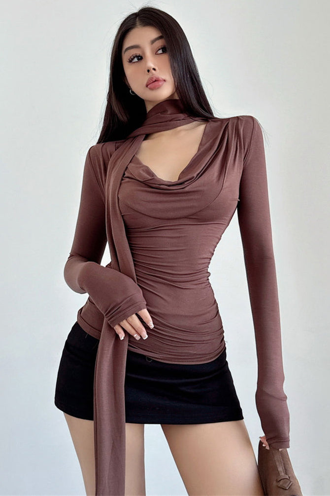 Long Sleeve Ruffle Top Tee