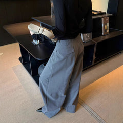 Mid-High Waist 3D Tailored Scimitar Wide Leg Suit Pants