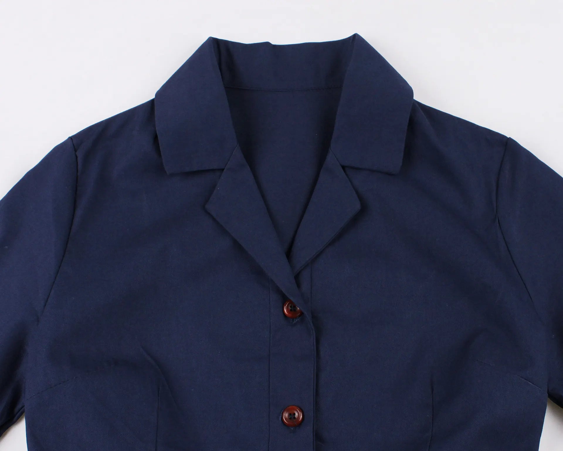 Lapel Short Sleeve Button Front Belted Vintage Swing Midi Dress