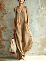 Sleeveless V-Neck Casual Loose Tunic Dress