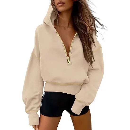 Gold Trim Long Sleeve Pullover Sweatshirt