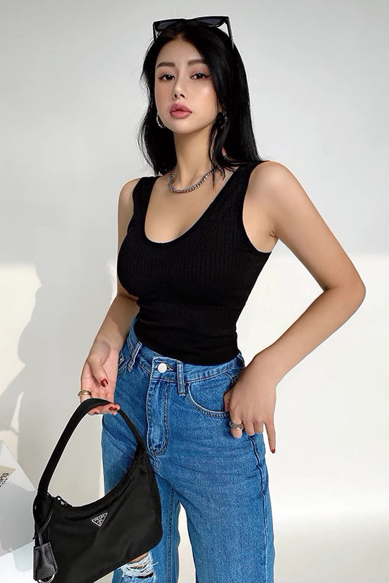 Simple Knitwear Top Strap Vest