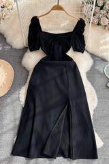 Short Sleeve Lace Square Neck Maxi Dress