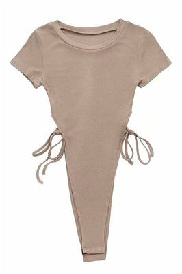 Strappy Elastic Short Sleeve Bodysuit
