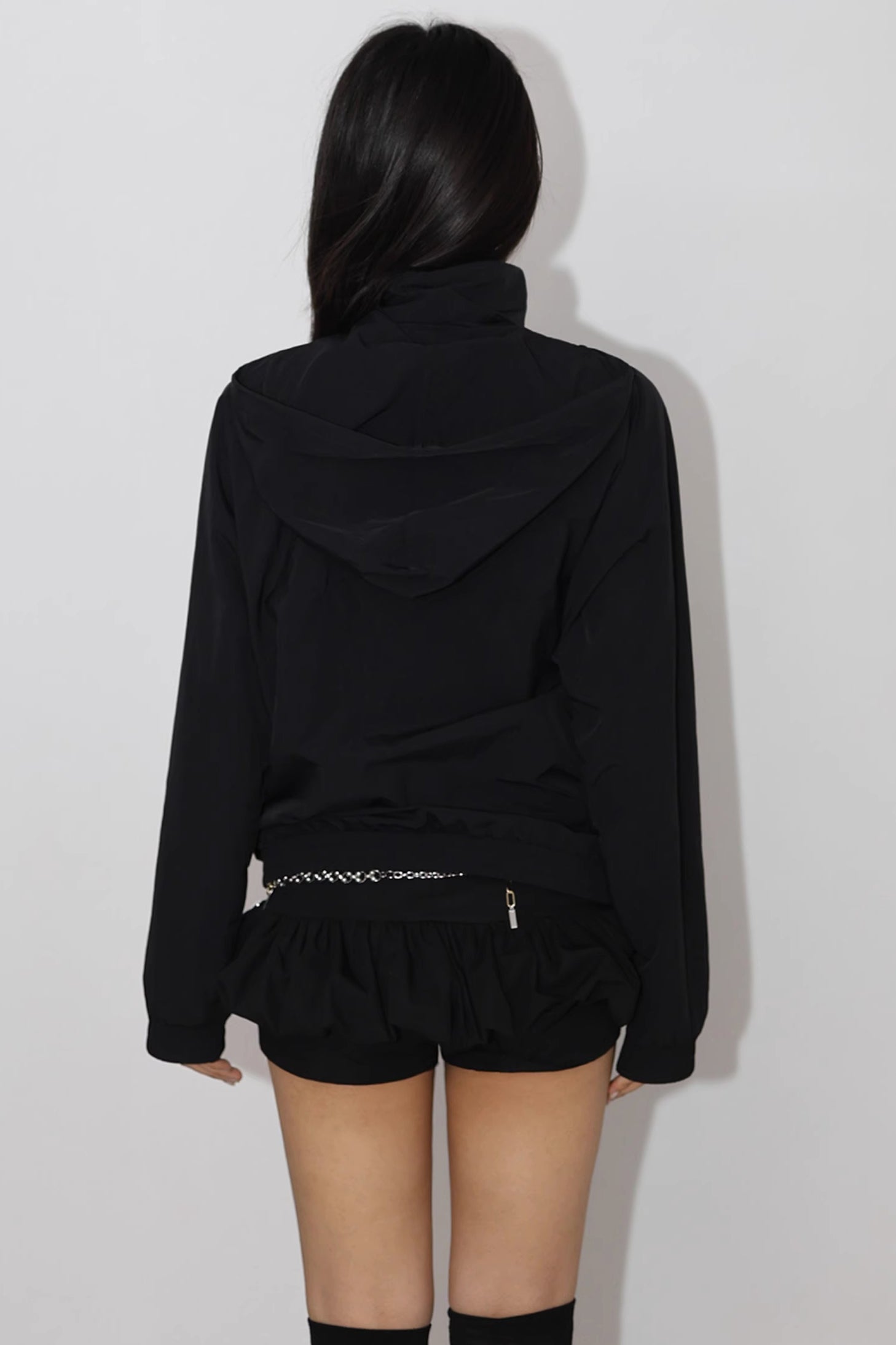Zip Detail Pocket Side Solid Sport Windbreaker
