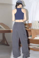 Button Detail Pocket Side Cargo Pants