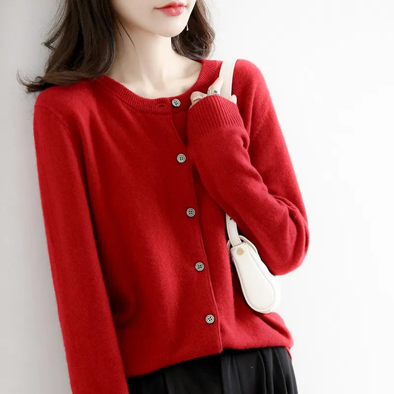 Crew Neck Button Down Sweater