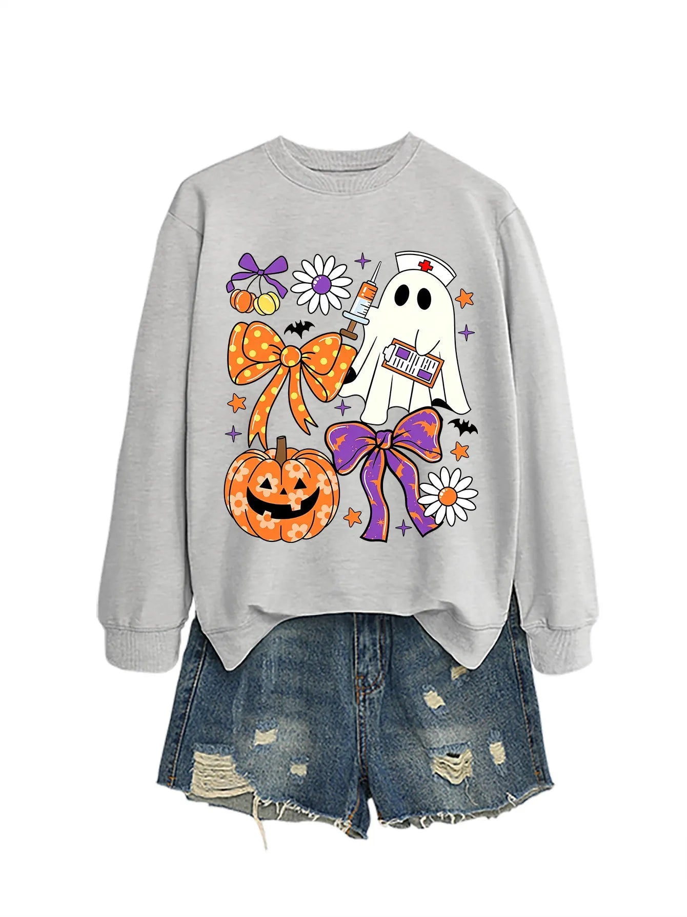 Nurse Ghost Halloween Crewneck Sweatshirt