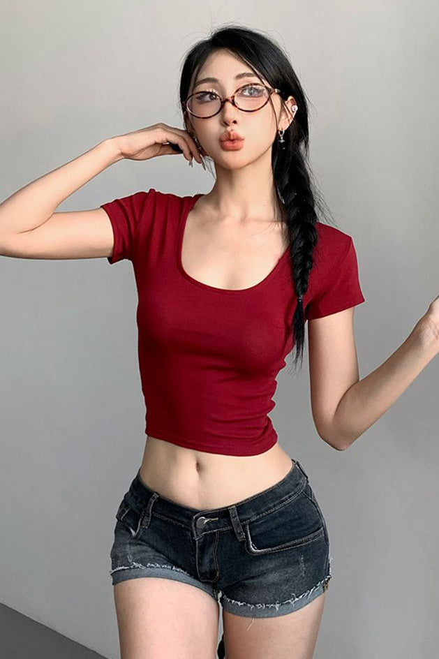 Short Sleeve Crop Top Tee