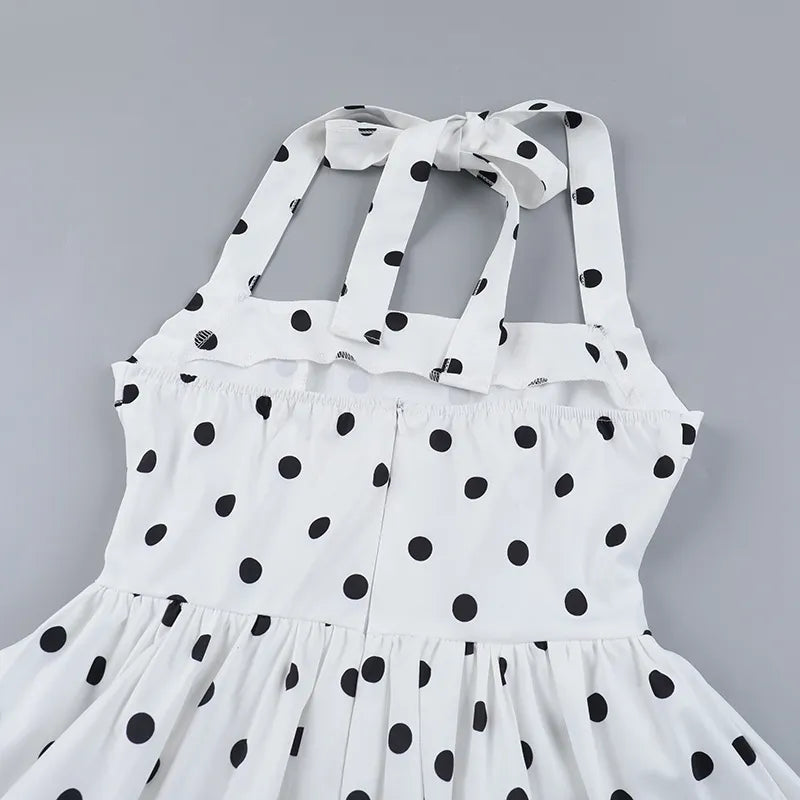 Polka Dot Halter Neck Bubble Mini Dress