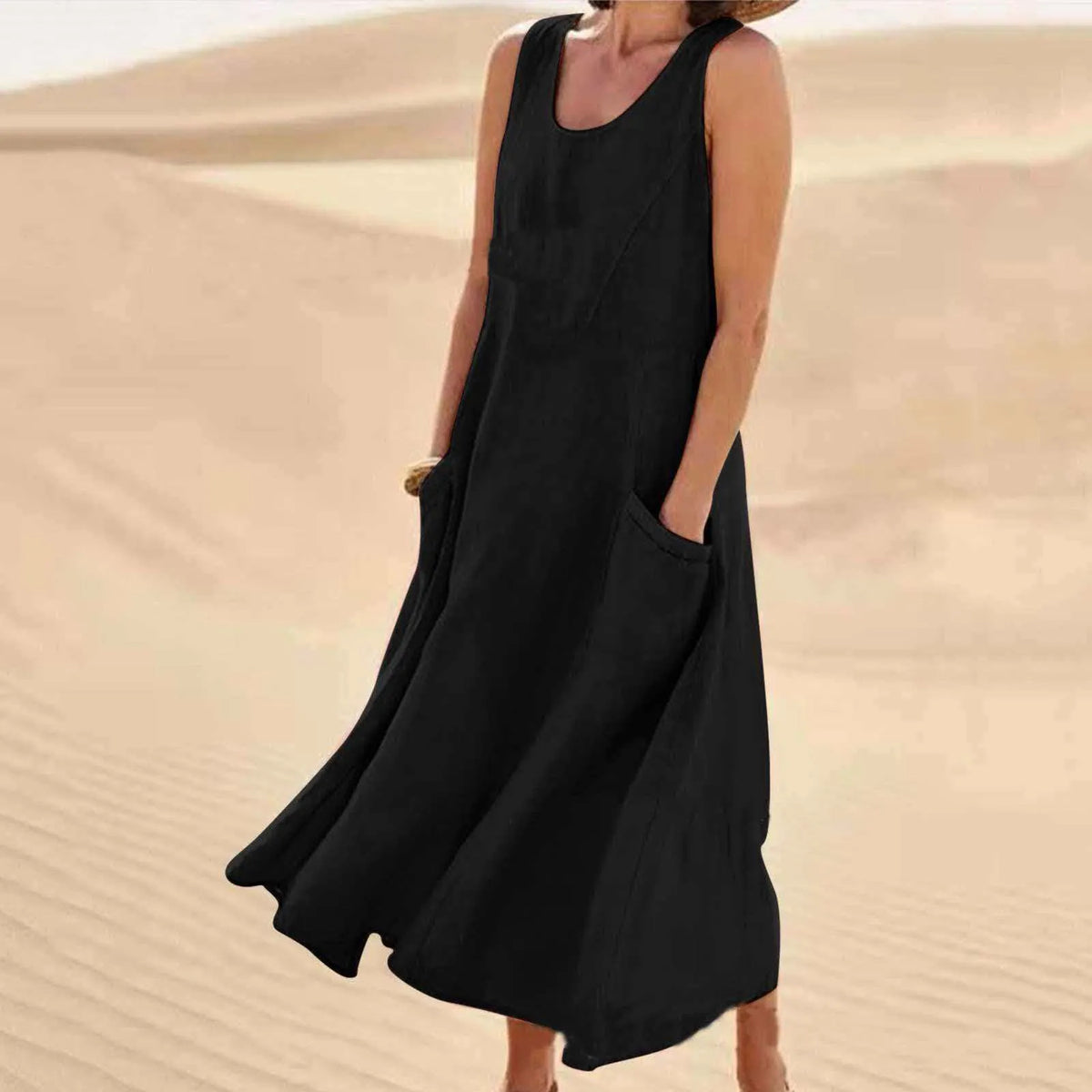 Sleeveless Loose Long Maxi Dress With Pockets