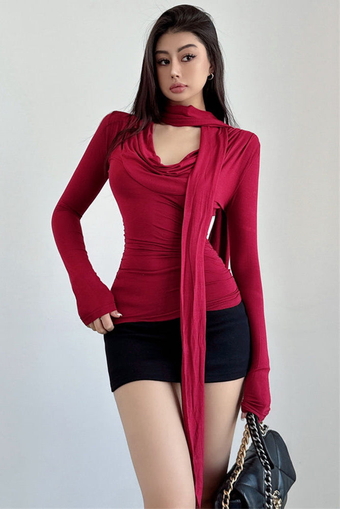 Long Sleeve Ruffle Top Tee