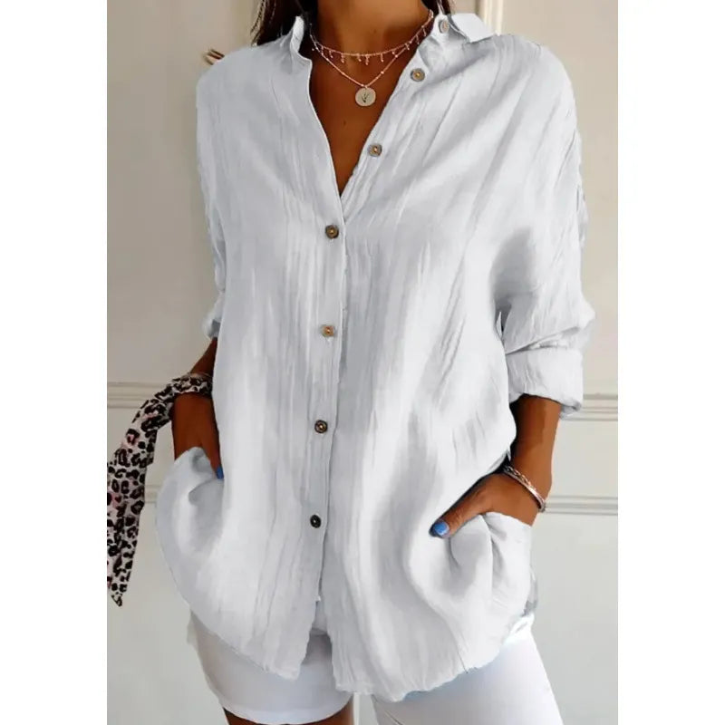 Solid Color Button Down Long Sleeve Shirt,