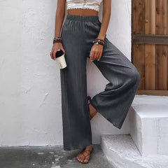 Wide Leg Pants, High Waist Elastic Casual Flowy Trousers