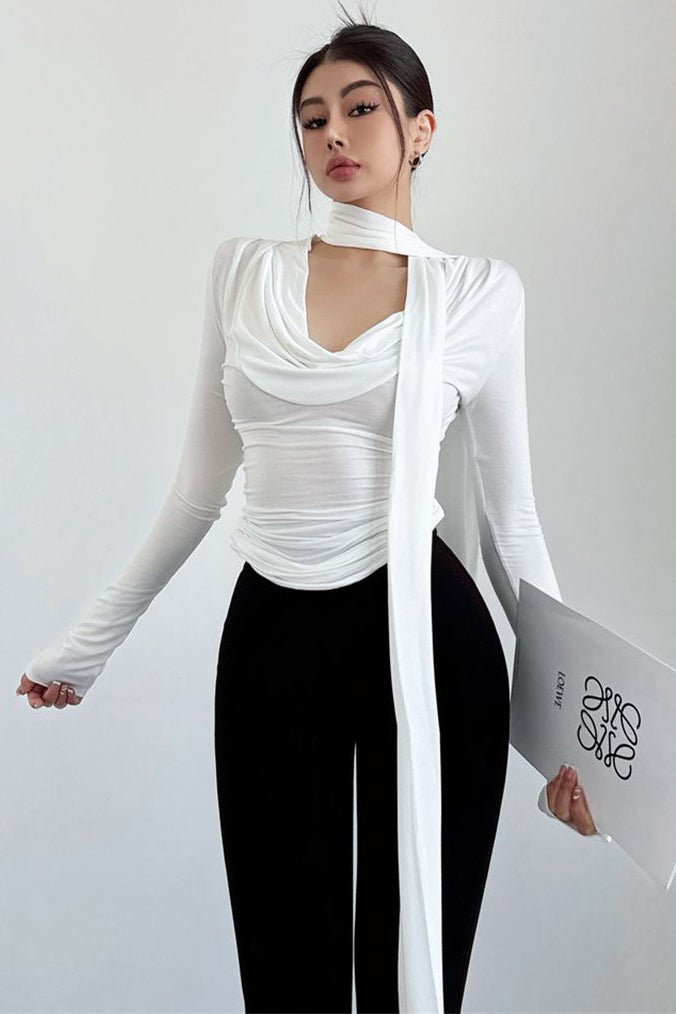 Long Sleeve Ruffle Top Tee