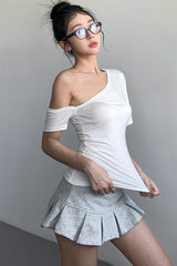 Slash Neck Off Shoulder Top Tee