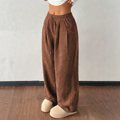 Drawstring Waist Straight Leg Casual Pants