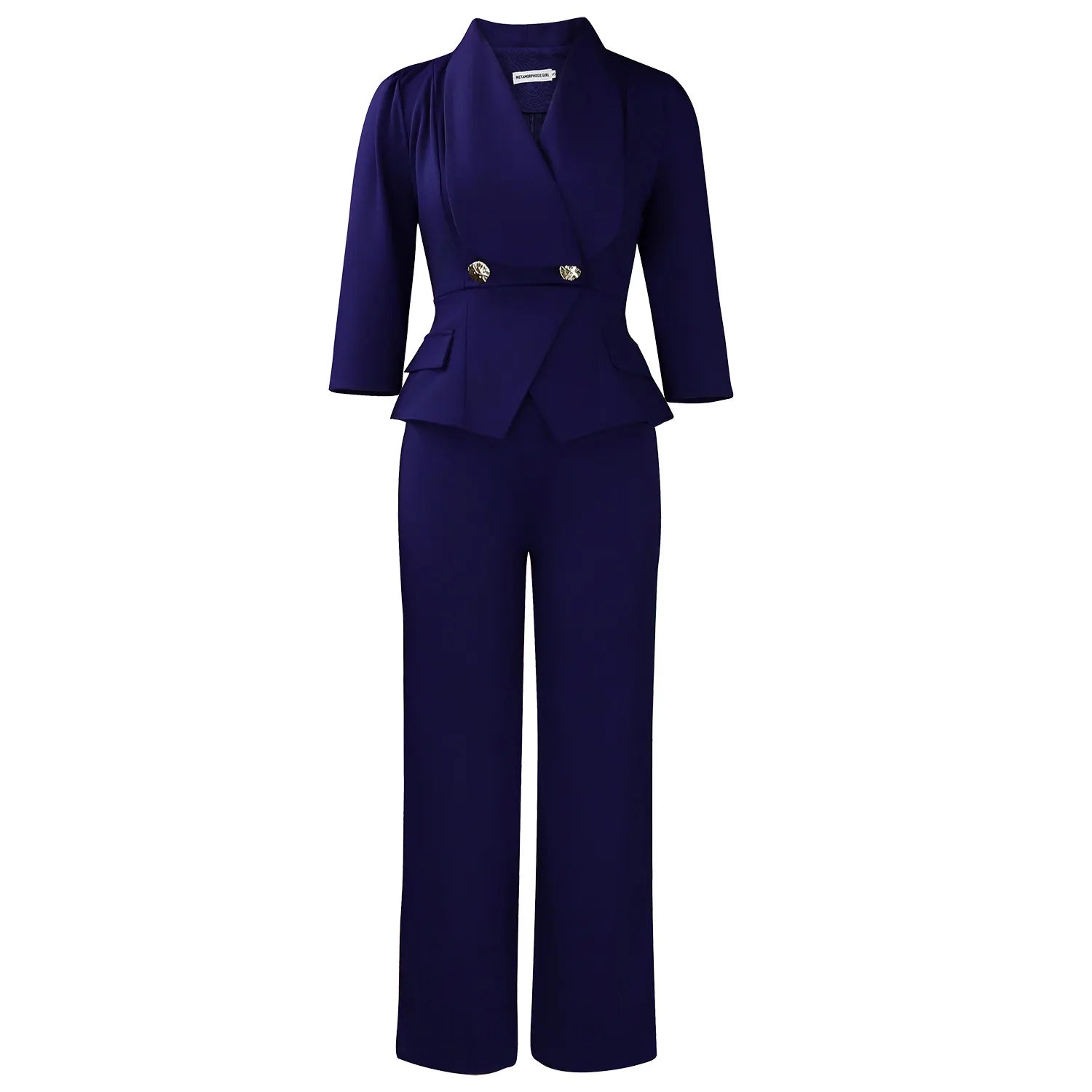 High Waist Wide Leg Pants Two Piece Elegant Office Suit Set
