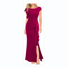 Ruffle Accent Bodycon Midi Dress